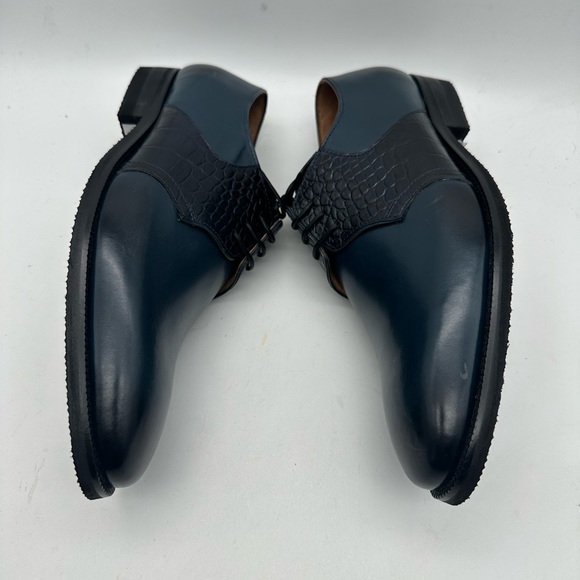 DAPPER SHOES CO. Handcrafted Genuine Leather Men's Blue Oxfords Sz 9 - Picture 6 of 9